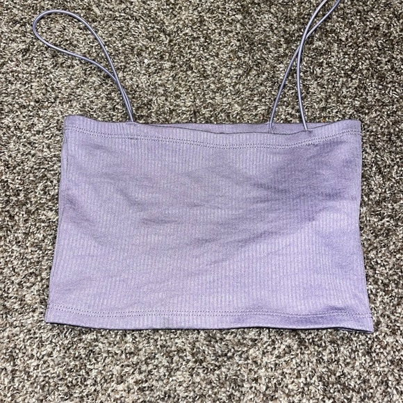 Pull&Bear Tops - Pull & Bear Seamless ribbed tank top with thin straps Lilac Size Small